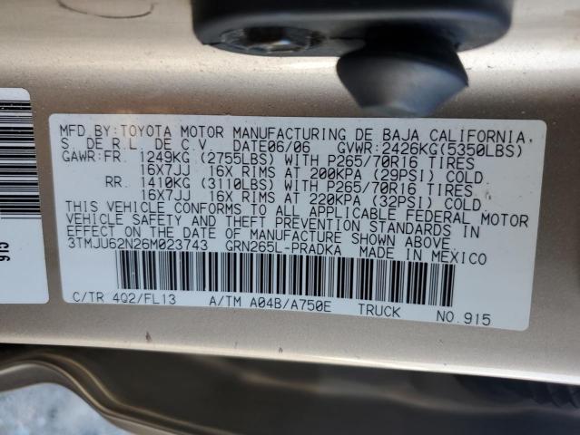 3TMJU62N26M023743 - 2006 TOYOTA TACOMA DOUBLE CAB PRERUNNER TAN photo 13