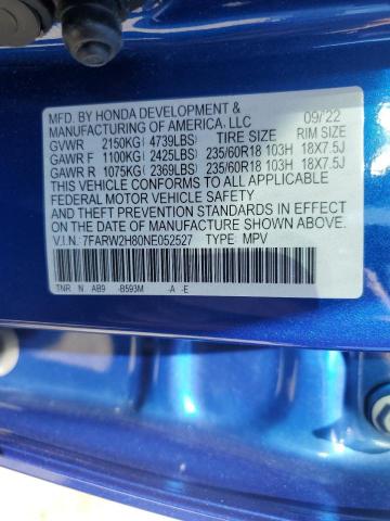7FARW2H80NE052527 - 2022 HONDA CR-V EXL Blau Foto 13