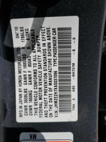 JHMZE2H7XAS037096 - 2010 HOND INSIGHT EX GRAY photo 12