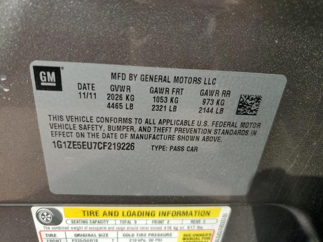 1G1ZE5EU7CF219226 - 2012 CHEVROLET MALIBU LTZ Boz foto 12