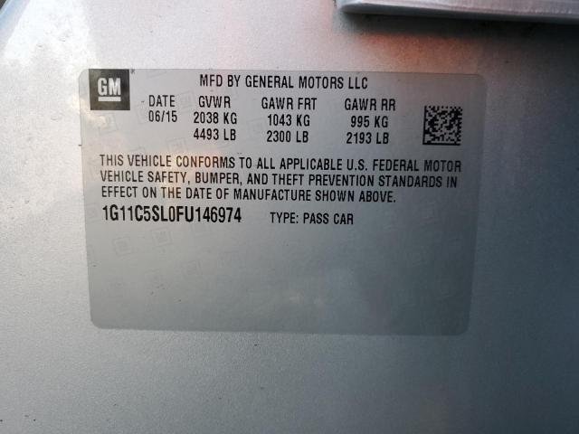 1G11C5SL0FU146974 - 2015 CHEVROLET MALIBU 1LT SILVER photo 12