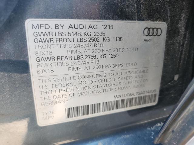 WA1UFAFL7GA014936 - 2016 AUDI A4 ALLROAD PREMIUM PLUS BLUE photo 12