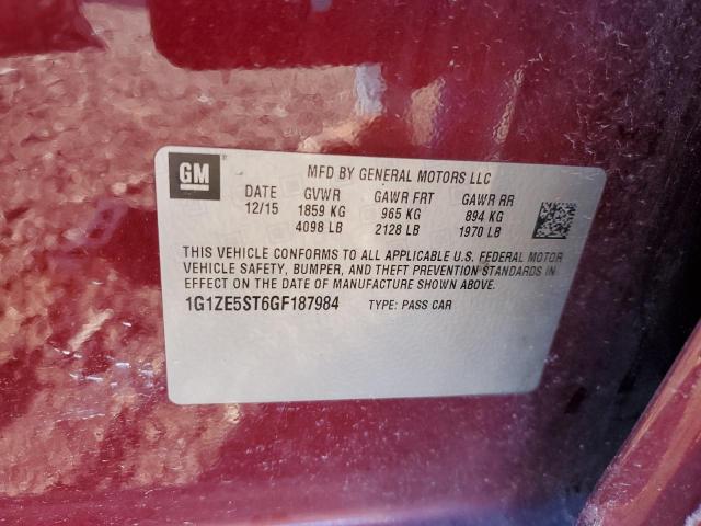 1G1ZE5ST6GF187984 - 2016 CHEVROLET MALIBU LT MAROON photo 12