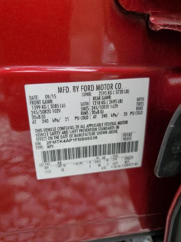 2FMTK4AP1FBB95538 - 2015 FORD EDGE SPORT RED photo 13