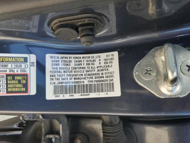JHMFA3F21AS002314 - 2010 HONDA CIVIC HYBRID BLUE photo 12