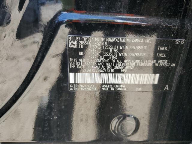 2T3WFREV5GW242516 - 2016 TOYOTA RAV4 XLE BLACK photo 13