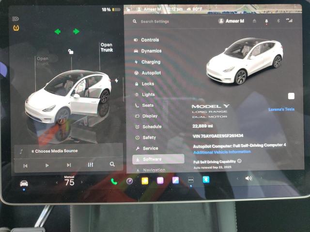 7SAYGAEE9SF261434 - 2025 TESLA MODEL Y WHITE photo 9