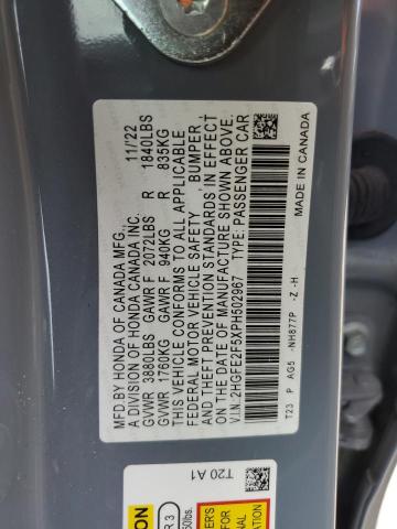 2HGFE2F5XPH502967 - 2023 HONDA CIVIC SPORT ლურჯი ფოტო 12