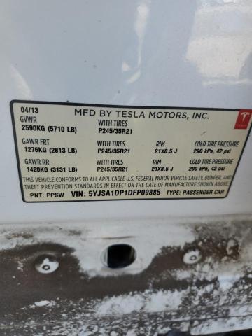 5YJSA1DP1DFP09885 - 2013 TESLA MODEL S Սպիտակ լուսանկար 12