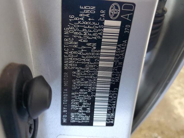 2T1BURHE3GC702086 - 2016 TOYOTA COROLLA L SILVER photo 12