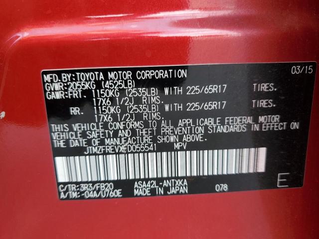 JTMZFREVXFD055541 - 2015 TOYOTA RAV4 LE RED photo 13