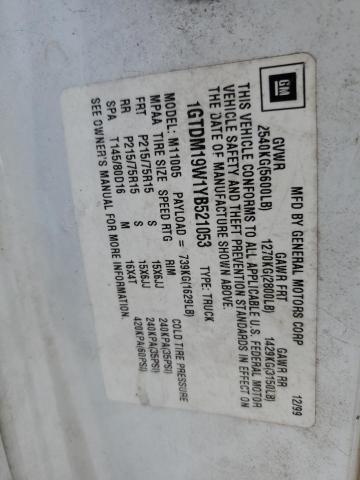 1GTDM19W1YB521053 - 2000 GMC SAFARI XT 白色 照片 13