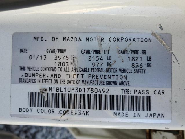JM1BL1UP3D1780492 - 2013 MAZDA 3 I WHITE photo 13