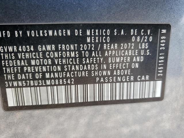 3VWN57BU3LM088542 - 2020 VOLKSWAGEN JETTA S ნაცრისფერი ფოტო 13