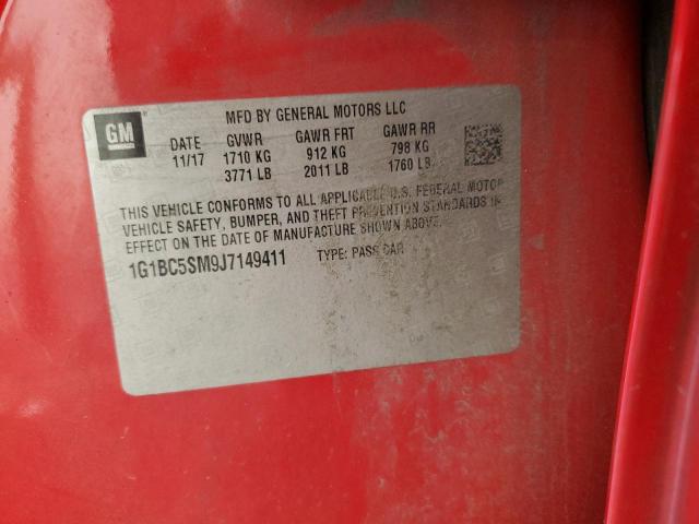 1G1BC5SM9J7149411 - 2018 CHEVROLET CRUZE LS 红色 照片 12
