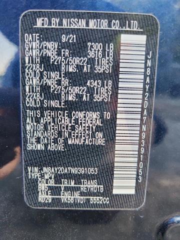 JN8AY2DA7N9391053 - 2022 NISSAN ARMADA PLATINUM 蓝色 照片 13