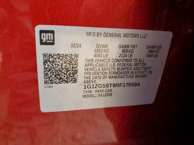 1G1ZG5ST9RF179584 - 2024 CHEVROLET MALIBU RS RED photo 12