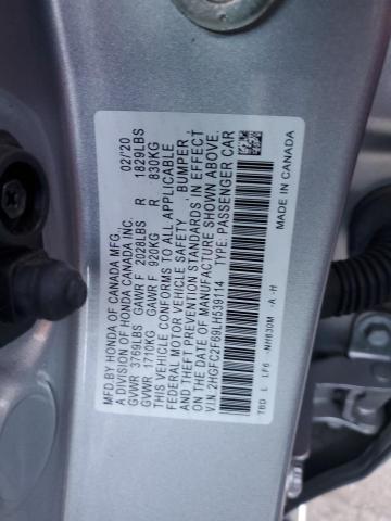2HGFC2F69LH539114 - 2020 HONDA CIVIC LX SILVER photo 13