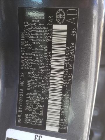 2T1BU4EE8DC123534 - 2013 TOYOTA COROLLA BASE Մոխրագույն լուսանկար 12