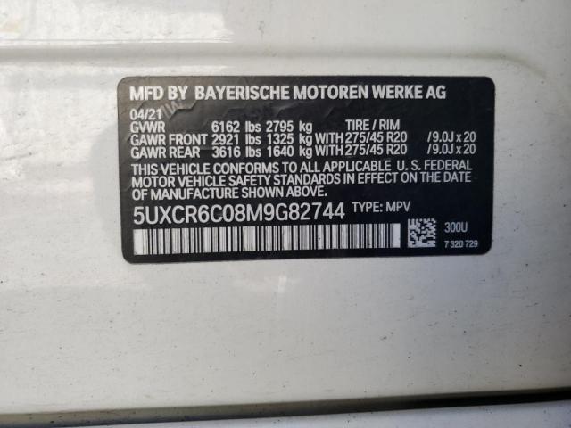 5UXCR6C08M9G82744 - 2021 BMW X5 XDRIVE40I WHITE photo 13