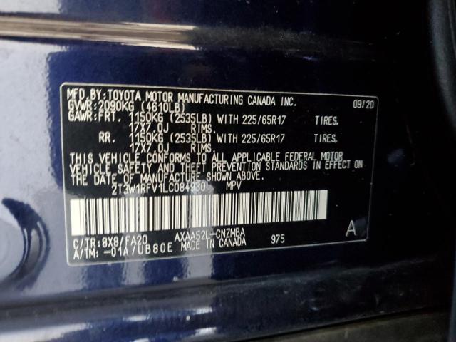 2T3W1RFV1LC084930 - 2020 TOYOTA RAV4 XLE BLUE photo 13