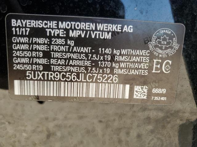 5UXTR9C56JLC75226 - 2018 BMW X3 XDRIVE30I BLACK photo 14