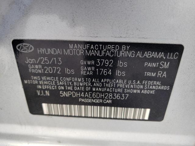 5NPDH4AE6DH283637 - 2013 HYUNDAI ELANTRA GLS SILVER photo 12