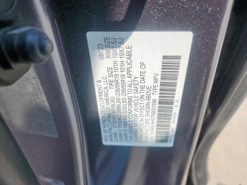 5FNRL6H97RB001696 - 2024 HONDA ODYSSEY ELITE ნაცრისფერი ფოტო 14