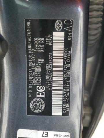 2T1BU4EE1AC397279 - 2010 TOYOTA COROLLA BASE 灰色 照片 12