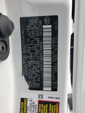 4T1T11AK0PU108830 - 2023 TOYOTA CAMRY SE NIGHT SHADE WHITE photo 12