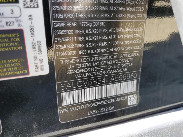 SALGV5SE4LA598963 - 2020 LAND ROVER RANGE ROVE AUTOBIOGRAPHY BLACK photo 13