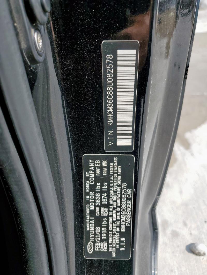 KMHCM36C88U082578 - 2008 HYUNDAI ACCENT GS BLACK photo 12