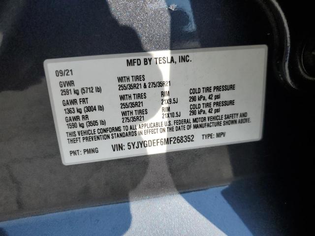 5YJYGDEF6MF268352 - 2021 TESLA MODEL Y GRAY photo 13