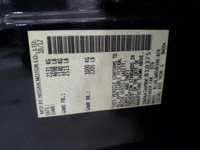 1N4AA5AP9DC810375 - 2013 NISSAN MAXIMA S BLACK photo 12