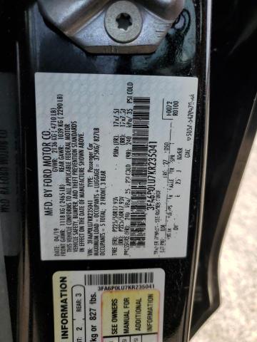 3FA6P0LU7KR235041 - 2019 FORD FUSION SE Schwarz Foto 12