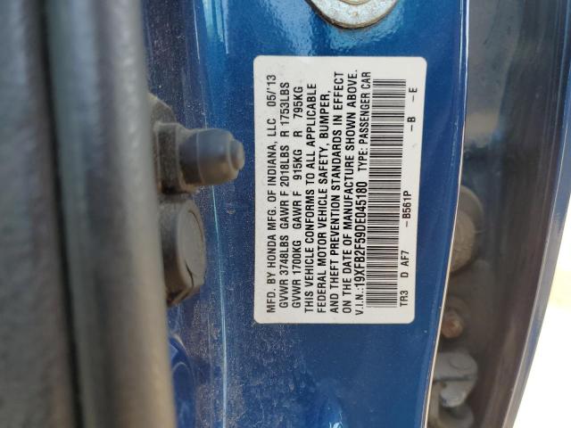 19XFB2F59DE045180 - 2013 HONDA CIVIC LX BLUE photo 12