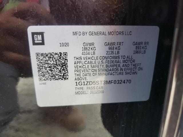 1G1ZD5ST3MF032470 - 2021 CHEVROLET MALIBU LT Марун фото 12