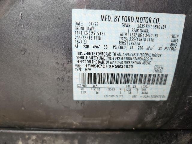 1FMSK7DHXPGB31820 - 2023 FORD EXPLORER XLT Gri fotoğraf 13