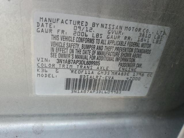 3N1AB7AP3DL609985 - 2013 NISSAN SENTRA S GRAY photo 12