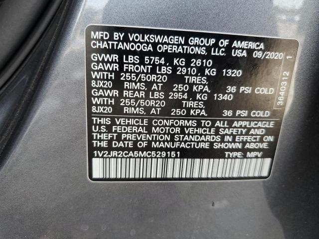 1V2JR2CA5MC529151 - 2021 VOLKSWAGEN ATLAS SE CHARCOAL photo 13
