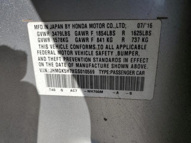 JHMGK5H7XGS010569 - 2016 HONDA FIT EX Gümüş foto 12