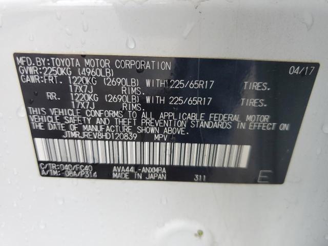 JTMRJREV8HD120839 - 2017 TOYOTA RAV4 HV LE WHITE photo 13