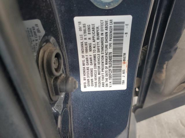 19XFC2F78JE040076 - 2018 HONDA CIVIC EX BLUE photo 12