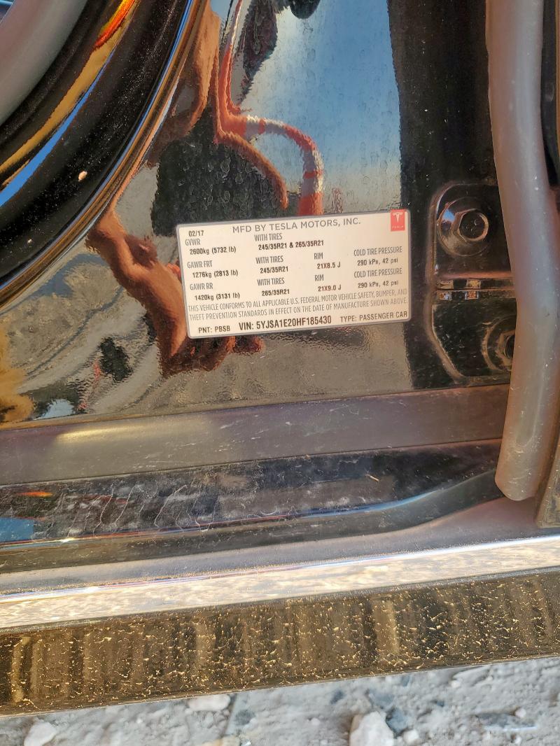 5YJSA1E20HF185430 - 2017 TESLA MODEL S Սև լուսանկար 12