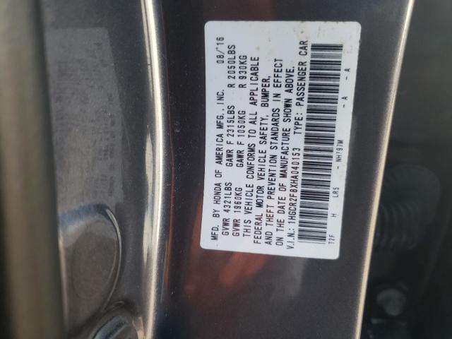 1HGCR2F8XHA040153 - 2017 HONDA ACCORD EXL Gris foto 13