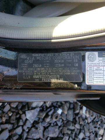 KNAFE121775433378 - 2007 KIA SPECTRA EX BLACK photo 12