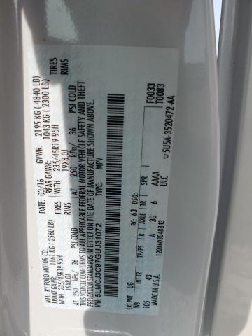 5LMCJ3C97GUJ31072 - 2016 LINCOLN MKC RESERVE WHITE photo 12