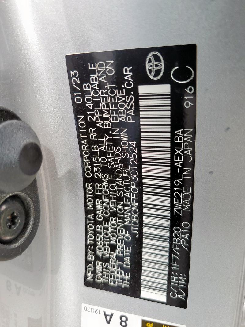 JTDBCMFE0P3012524 - 2023 TOYOTA COROLLA LE SILVER photo 13