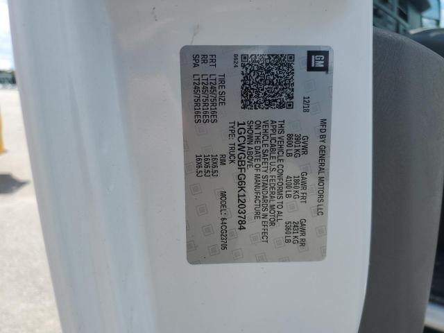 1GCWGBFG6K1203784 - 2019 CHEVROLET EXPRESS G2500 WHITE photo 12