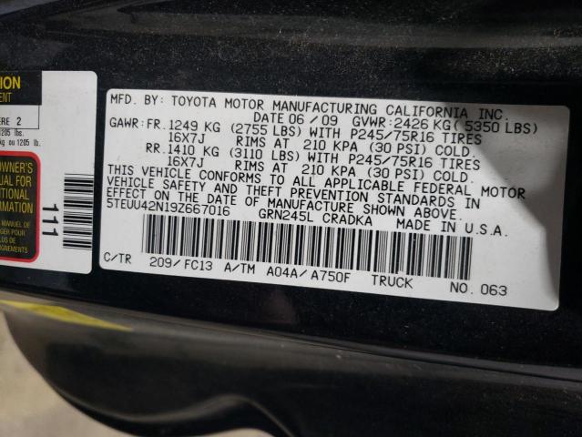 5TEUU42N19Z667016 - 2009 TOYOTA TACOMA ACCESS CAB 黑色 照片 12